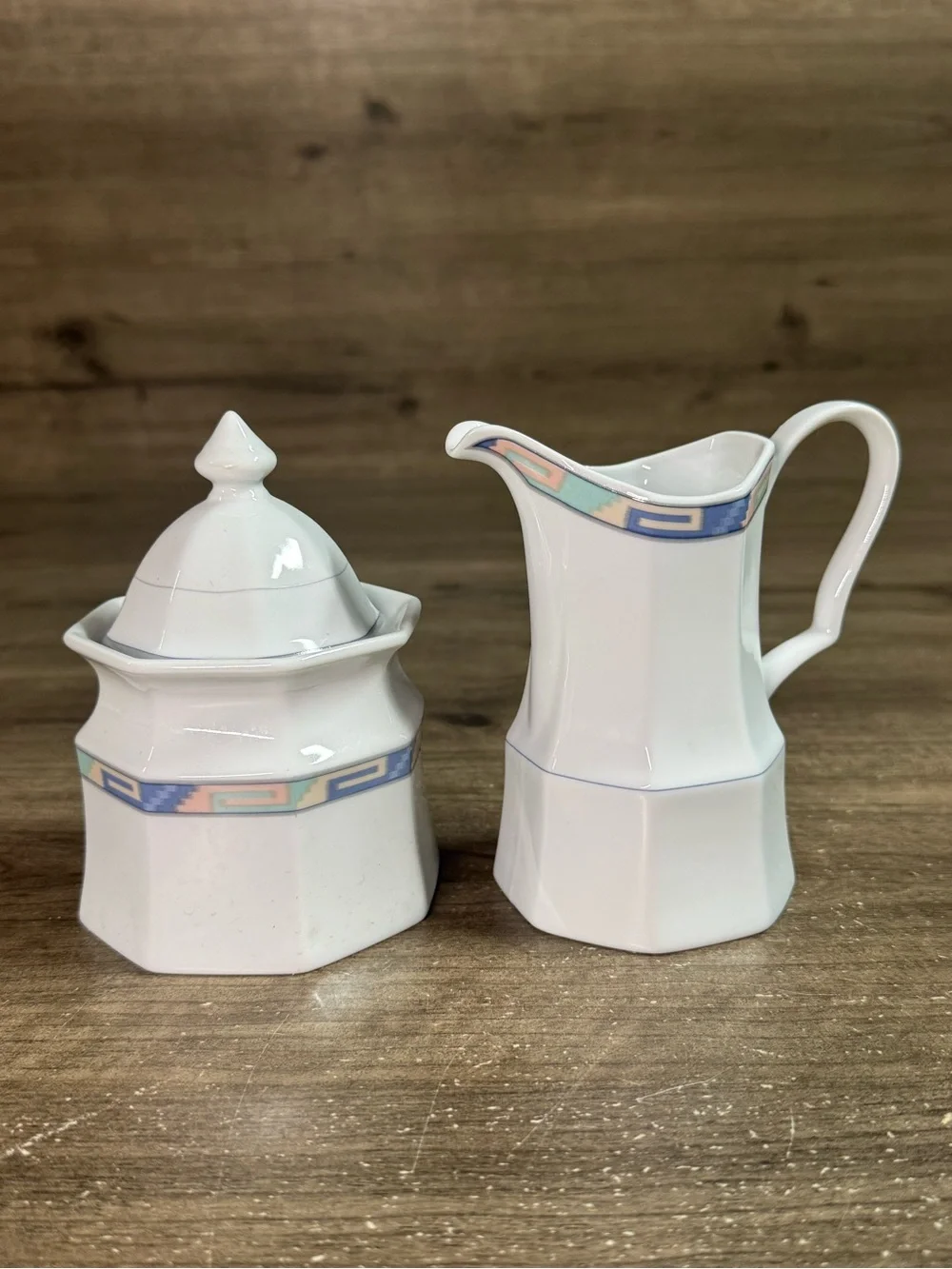 Christopher Stuart Southwest Y0002 Fine China Coffee Creamer Cup Sugar Bowl
